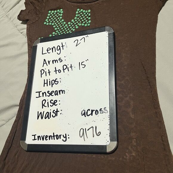 The PJ Shop Brown Animal Print Leopard Cheetah Teal Cross Sheer Top Women Size M - Picture 10 of 10